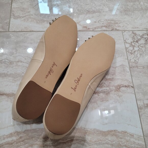 Sam Edelman Spiked Ballet Flats. Leather. Monet Studded Cap Toe. Sand. Size 7. - Picture 9 of 13